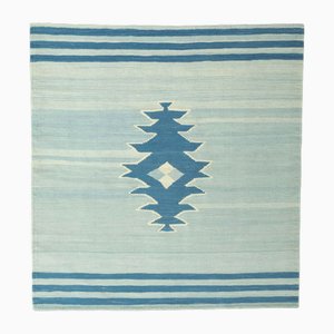 Handwoven Designer Kilim Rug in Blue-Green