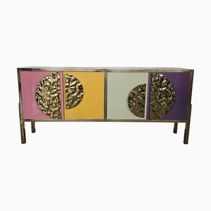 Viertüriges Sideboard aus Farbglas, 1980er