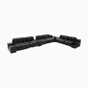 Camaleonda Sofa in Black Leather by Mario Bellini for B&B Italia, 1980s, Set of 12