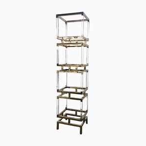 Brass and Acrylic Glass Bookcase, 1980s