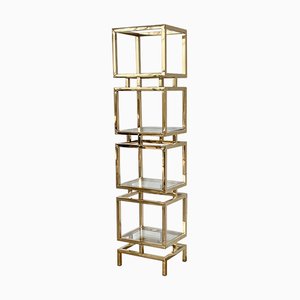 Brass and Glass Bookcase, 1980s