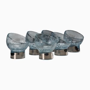 Exquisite Italian Celeste Glass Dessert Bowls, 1970s, Set of 6