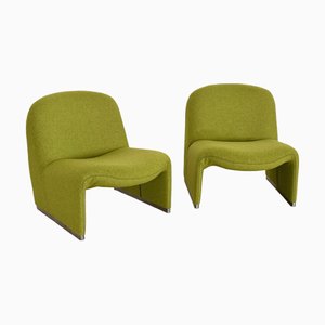 Set de Fauteuils Alky en Tissu Vert par Giancarlo Piretti, 1980s