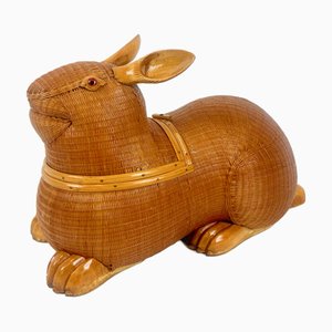 Shanghai Zhejiang Handicrafts Collection Wicker Rabbit Box, 1950s