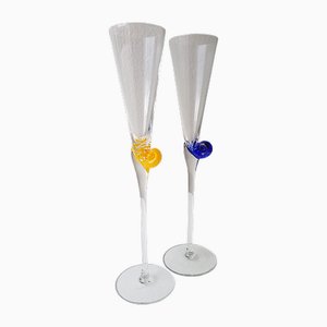 Champagne Flutes by Murano, 1980, Set of 2
