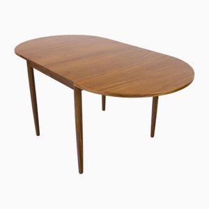 Mid-Century Danish Teak Oval Drop Leaf Extending Dining Table, 1960s