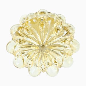 Große Bernsteinfarbene Deckenlampe aus Blasenglas von Helena Tynell für Limburg, 1960er