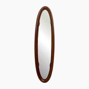 Vintage Oval Wall Mirror with Beech Frame, 1960s