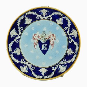 Grande Assiette Antique en Céramique par Bartolomeo Gregorj pour Giuseppe Kibel, 1887