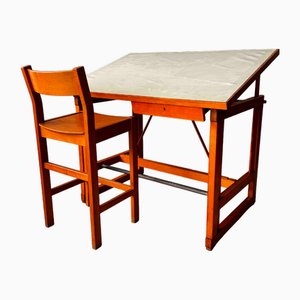 Drawing Board and Chair by José Espinho for Móveis Olaio, 1970s, Set of 2