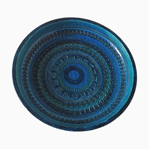 Rimini Blu Ceramic Plate by Aldo Londi for Bitossi, Italy, 1960s