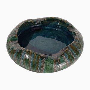Mid-Century Modern Italian Decorative Dish in Raku Style Ceramic, 1970s