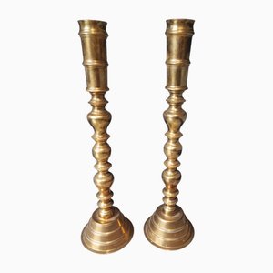 Bougeoirs Art Nouveau en Laiton, 1890s, Set de 2