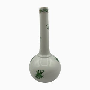 Porcelain Vase with Green Flowers from Herend, 1920s