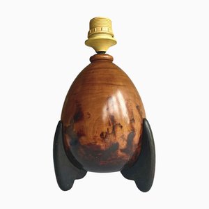 Art Deco Amsterdamse School Wood Rocket Shaped Table Lamp, 1920s