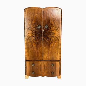 Art Deco Walnut Burl Wardrobe, 1930s