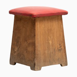 Vintage Spanish Handmade Wood Stool, 1960s