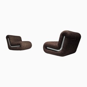 Fauteuils Boomerang en Laine Marron attribués à Rodolfo Bonetto pour Flexform, 1960s, Set de 2