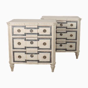 Painted Swedish Breakfront Commodes, Set of 2
