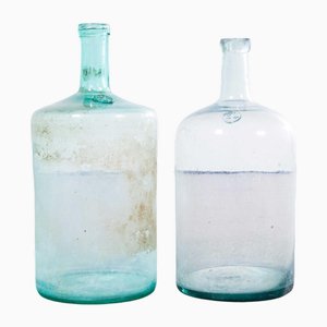 Dames-Jeannes Vintage Aqua et Verre Clair, France, Set de 2