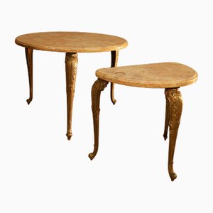 Tables d'Appoint avec Plateaux en Marbre, France, Set de 2