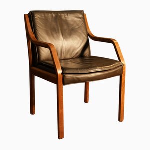 Leather & Oak Armchair from Walther Knoll