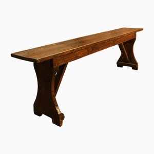 Dark Stained Fir Wood Bench, 1950s