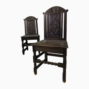 Chaise d'Entrée Antique en Chêne, 17ème Siècle