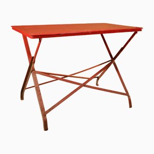 Red Folding Garden Table, 1950s-1970s