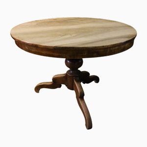 Round Walnut Dining Table, 19th Century