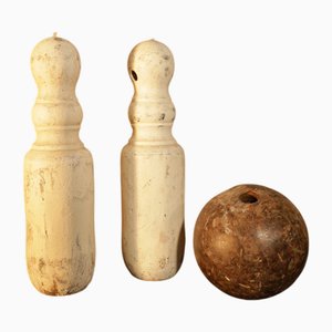 Quilles et Boule de Bowling, 19ème Siècle, Set de 3