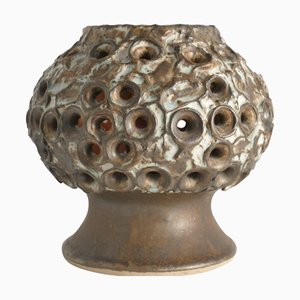 Brutalist Brown Stoneware Table Lamp by Ego, Sweden, 1960s
