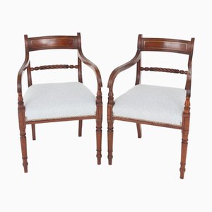 Regency Elbow Chairs in Mahogany, Set of 2