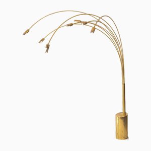Lampada da terra vintage ad arco in ottone, anni '70
