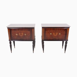 Tables de Chevet Néoclassiques Vintage avec Dessus en Marbre, Italie, 1950s