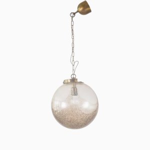Italian Blown Glass and Brass Pendant Lamp, 1960s