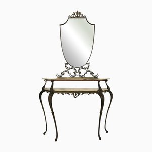 Mid-Century Italian Console with Mirror, 1950s, Set of 2