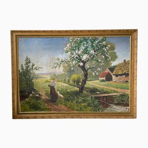 1920s, Oil on Canvas, Fabric & Plaster, Framed