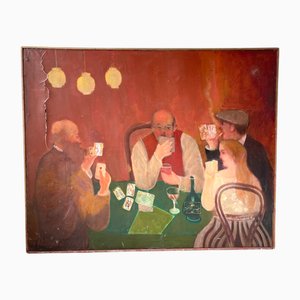 Games, 1950s, Oil on Canvas, Fabric & Wood