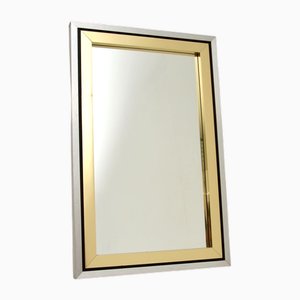 Vintage Italian Brass and Brushed Steel Mirror, 1970