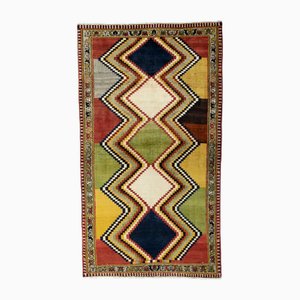 Hand-Knotted Gabbeh Nomad Rug with Geometric Bold Colors