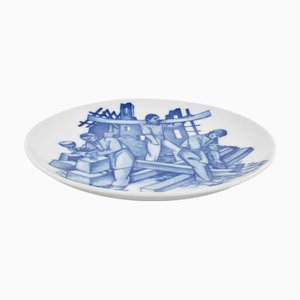 Langenthal Swiss Blue Porcelain Plate, 1945