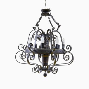 Vintage Wooden & Metal Chandelier