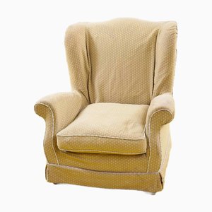 Vintage Wooden Armchair Covered in Fabric