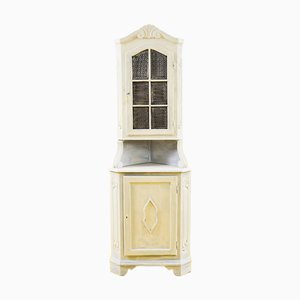 White Wooden Corner Display Cabinet