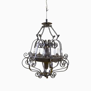 Vintage Wooden Wagon Wheel Chandelier