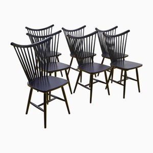 Chaises Vintage en Bois Noir, Set de 7