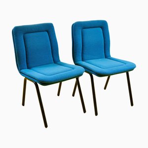 Gepolsterte Stoffstühle, 1970er, 2er Set
