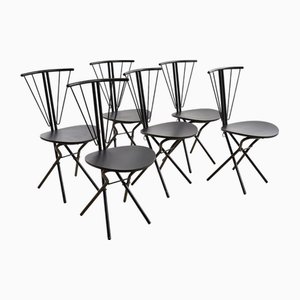 Chairs in Metal and Wood, 1970s, Set of 6