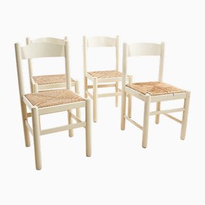 Sedie in legno bianche, set di 4